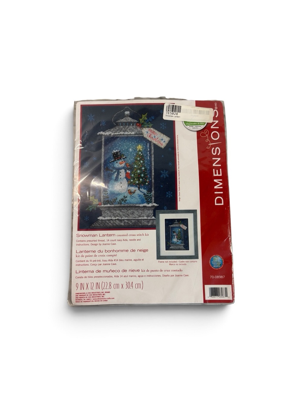 Dimensions SNOWMAN LANTERN New Cross Stitch Set #70-08987 9x12